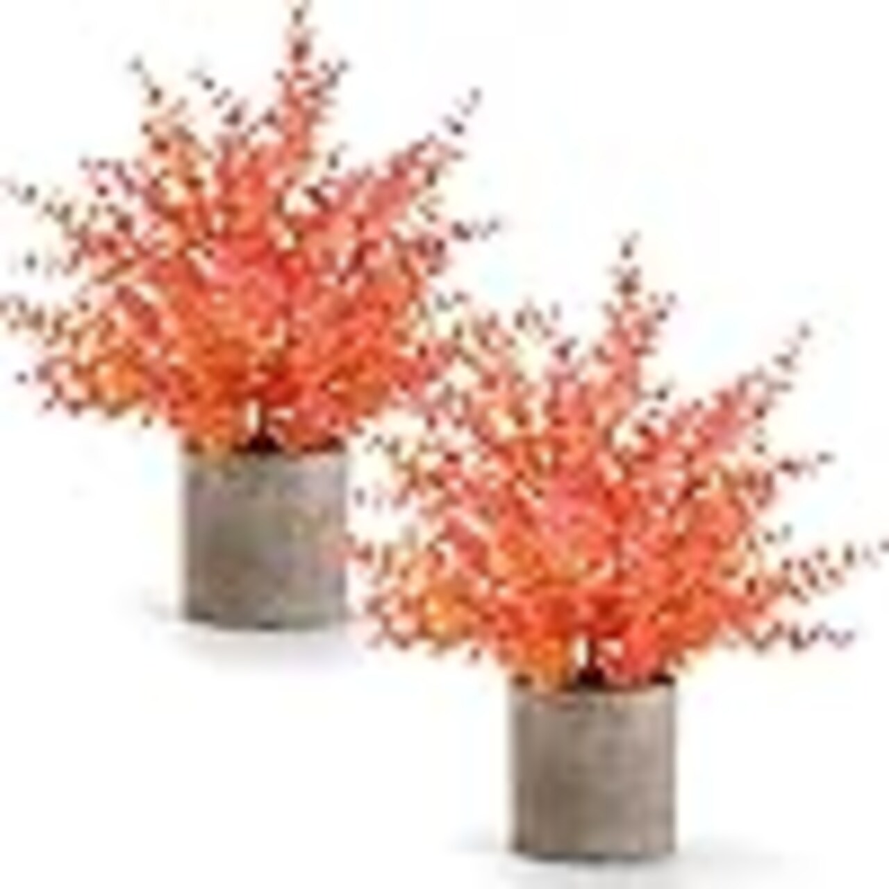 2-Pack 14" Fall Artificial Eucalyptus Plants – Potted Faux Greenery for Home, Office, Bathroom, Shelf, Desk, Coffee Table & Farmhouse Decor (Orange-large)